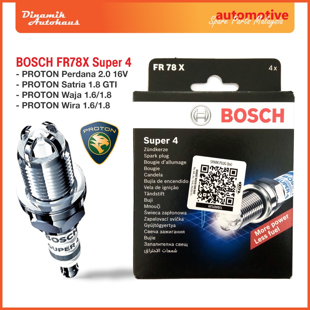 Proton Car Spark Plug Bosch FR78X Super 4 - Automotive Spare Parts Malaysia