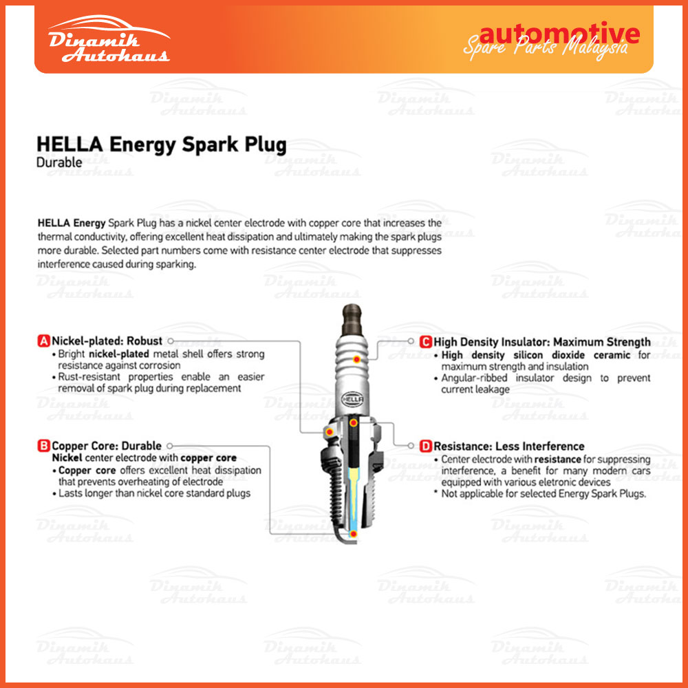 Toyota Wish 1.8cc Year 2002 Onward Car Spark Plug German Hella Energy CM7RP-11 (4pcs) - Image 4