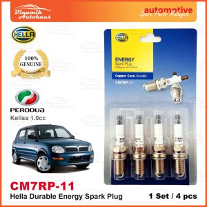 Perodua Kelisa 1.0cc Year 2001 Onward Car Spark Plug German Hella Energy CM7RP-11 (4pcs)