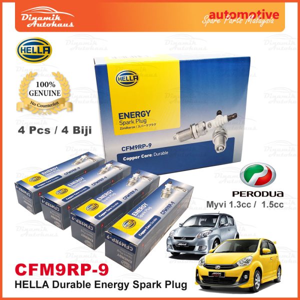 Perodua Myvi 1.3cc / 1.5cc Car Spark Plug Hella Energy Durable CFM9RP-9 (4pcs)