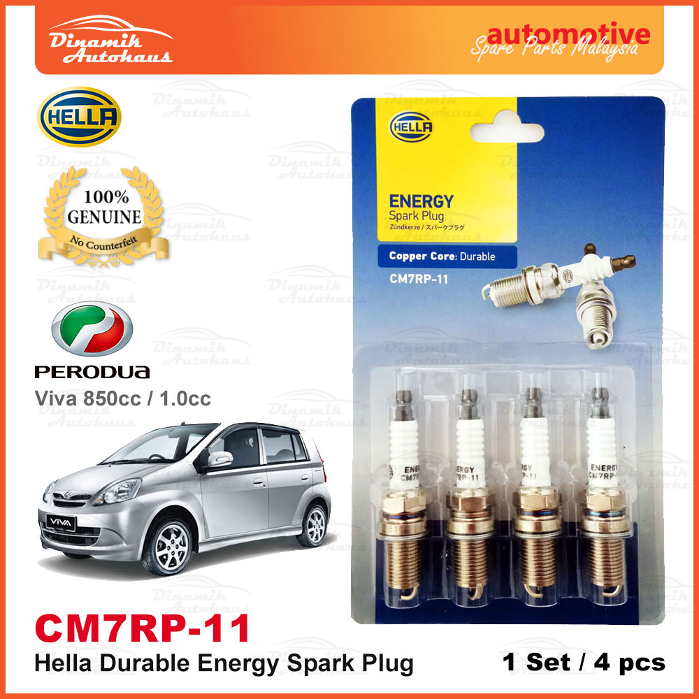 Perodua Viva 850cc / 1.0cc Year 2006 Onward Car Spark Plug German Hella Energy CM7RP-11 (4pcs)