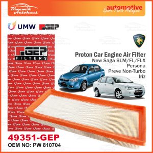 Proton Saga BLM - FL - FLX / Persona / Preve Non Turbo / Iriz Car Engine Air Filter UMW 49351-GEP