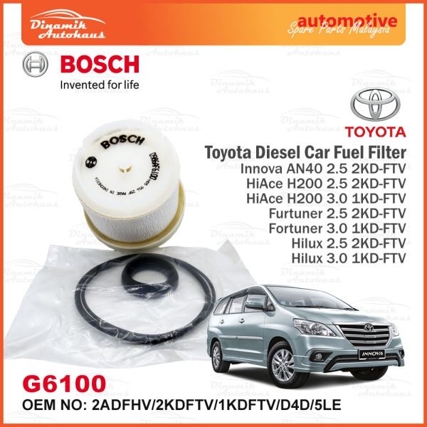 Toyota Diesel Car Fuel Filter For Hilux / HiAce / Innova / Forturner ...