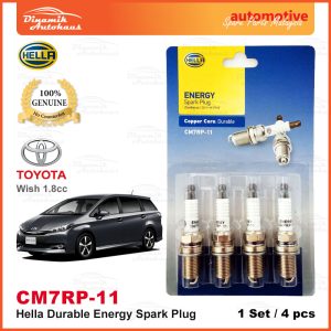 Toyota Wish 1.8cc Year 2002 Onward Car Spark Plug German Hella Energy CM7RP-11 (4pcs)