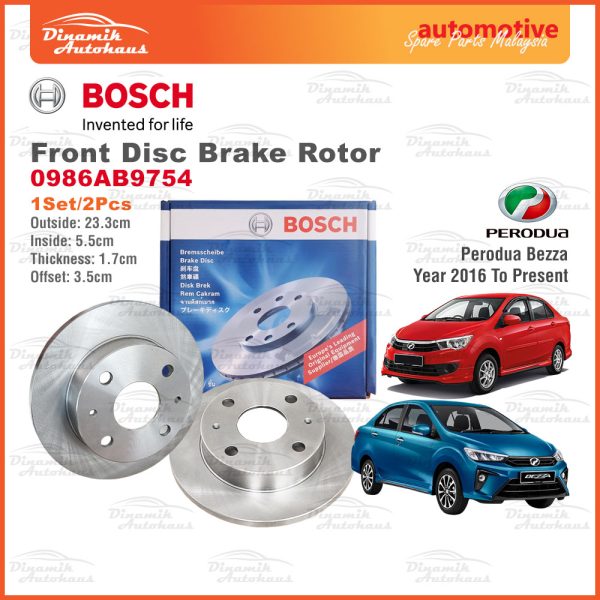 Perodua Bezza Year Model 2016 To Present Car Front Disc Brake Rotor (2 ...